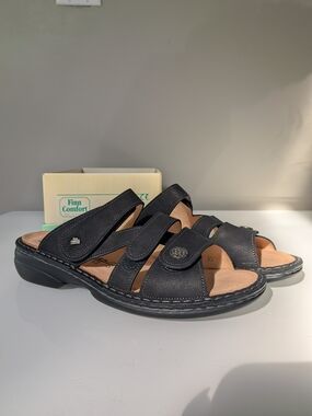 Finn Comfort Ventura Black Leather Sandals
